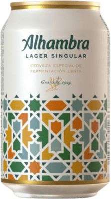 24,95 € Spedizione Gratuita | Scatola da 24 unità Birra Alhambra Lager Andalusia Spagna Lattina 33 cl