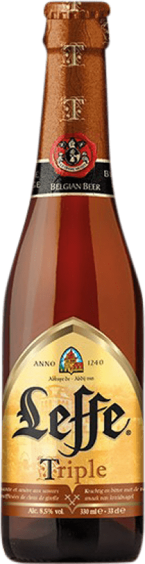 63,95 € Kostenloser Versand | 24 Einheiten Box Bier Leffe Triple Blonde Belgien Drittel-Liter-Flasche 33 cl