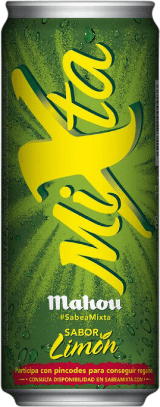 31,95 € Free Shipping | 24 units box Beer Mahou Mixta Madrid's community Spain Can 33 cl Limón — Lemon
