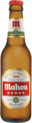 47,95 € Kostenloser Versand | 24 Einheiten Box Bier Mahou Sin Gluten Gemeinschaft von Madrid Spanien Drittel-Liter-Flasche 33 cl