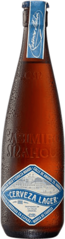 46,95 € Kostenloser Versand | 12 Einheiten Box Bier Mahou Casimiro Lager Gemeinschaft von Madrid Spanien Halbe Flasche 37 cl