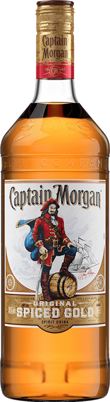 17,95 € Envio grátis | Rum Captain Morgan Spiced Gold Jamaica Garrafa 1 L