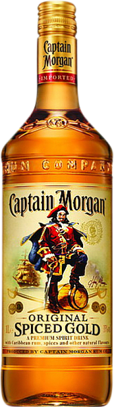 18,95 € Envío gratis | Ron Captain Morgan Spiced Gold Jamaica Botella 1 L