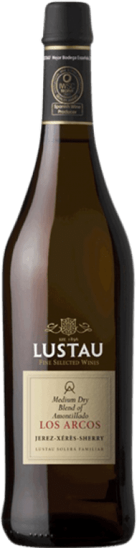 15,95 € 免费送货 | 强化酒 Lustau Los Arcos Medium Dry Blend Amontillado D.O. Jerez-Xérès-Sherry 安达卢西亚 西班牙 Palomino Fino 瓶子 75 cl