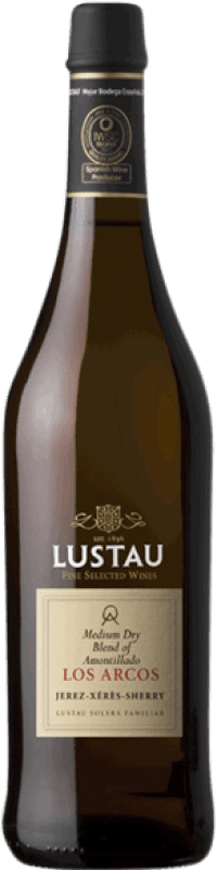 16,95 € Free Shipping | Fortified wine Lustau Los Arcos Medium Dry Blend Amontillado D.O. Jerez-Xérès-Sherry Andalusia Spain Palomino Fino Bottle 75 cl
