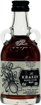 6,95 € Envio grátis | Rum The Kraken Black Spiced Trinidad e Tobago Garrafinha Miniatura 5 cl