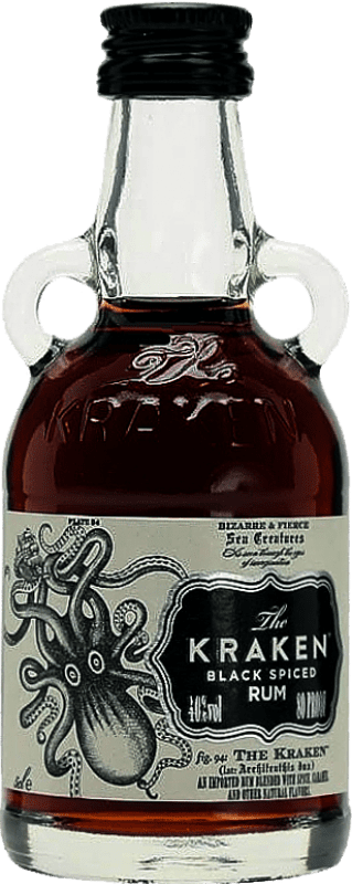 6,95 € Бесплатная доставка | Ром The Kraken Black Spiced Тринидад и Тобаго Мини-бутылка 5 cl