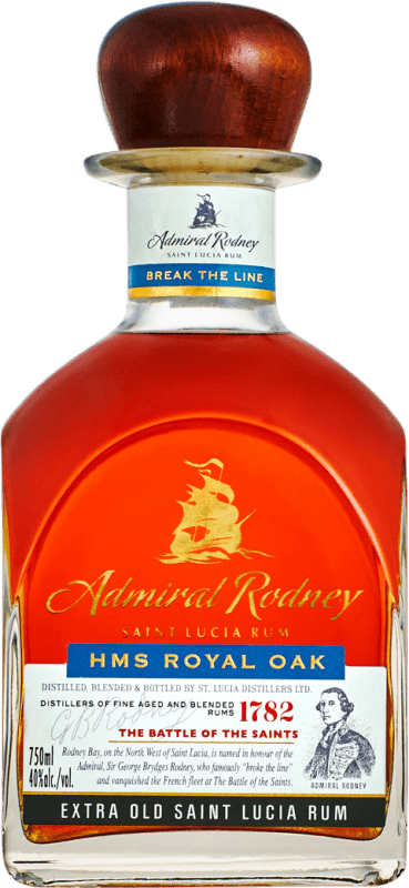 92,95 € 送料無料 | ラム Admiral Rodney Royal Oak Extra Old セントルシア ボトル 70 cl