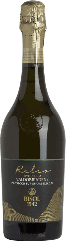 18,95 € Spedizione Gratuita | Spumante Bianco Bisol Rive di Guia Relio Brut D.O.C.G. Prosecco di Conegliano-Valdobbiadene Veneto Italia Glera 75 cl