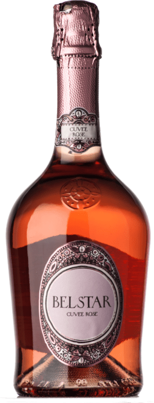 9,95 € 送料無料 | ロゼのスパークリングワイン Bisol Bel Star Extra Dry — スーパードライ Cuvée, Rosé — ロゼ I.G.T. Veneto ベネト イタリア Merlot — メルロー, Pinot Noir — ピノ・ノワール, Sauvignon — ソーヴィニヨン ボトル 75 cl