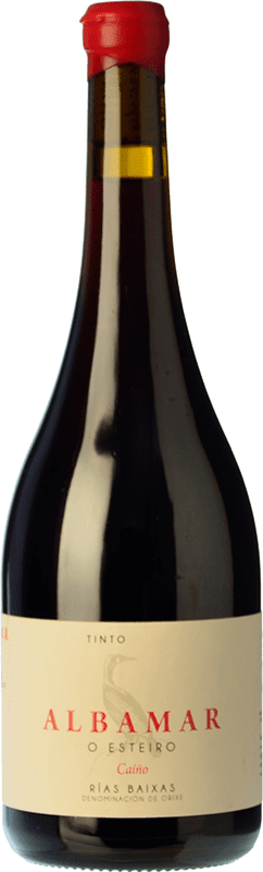 44,95 € Free Shipping | Red wine Albamar O Esteiro Crianza D.O. Rías Baixas Galicia Spain Caíño Black Bottle 75 cl