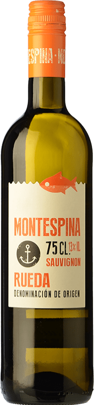 8,95 € 免费送货 | 白酒 Fuentespina Montespina D.O. Rueda 卡斯蒂利亚莱昂 西班牙 Sauvignon 瓶子 75 cl