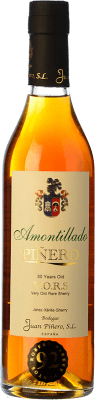 49,95 € Envio grátis | Vinho fortificado Juan Piñero Amontillado VORS D.O. Manzanilla-Sanlúcar de Barrameda Sanlúcar de Barrameda Espanha Palomino Fino Garrafa Medium 50 cl