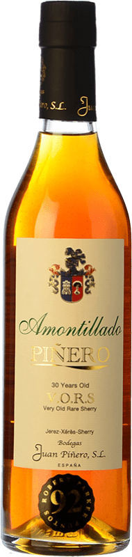 49,95 € Бесплатная доставка | Крепленое вино Juan Piñero Amontillado VORS D.O. Manzanilla-Sanlúcar de Barrameda Санлукар-де-Баррамеда Испания Palomino Fino бутылка Medium 50 cl