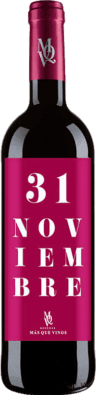 19,95 € Kostenloser Versand | Rotwein Más Que Vinos 31 de Noviembre Jung I.G.P. Vino de la Tierra de Castilla Toledo Spanien Tempranillo, Garnacha — Grenache Eco — Biologisch 75 cl