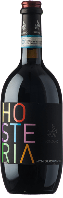 19,95 € Envio grátis | Vinho tinto Bonzano Rosso Hosteria D.O.C. Monferrato Piemonte Itália Pinot Preto, Barbera Garrafa 75 cl