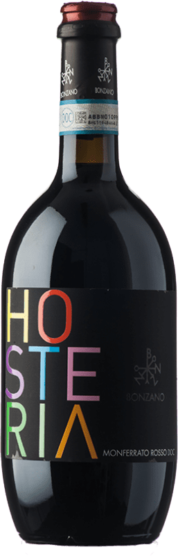 19,95 € Envío gratis | Vino tinto Bonzano Rosso Hosteria D.O.C. Monferrato Piemonte Italia Pinot Negro, Barbera Botella 75 cl