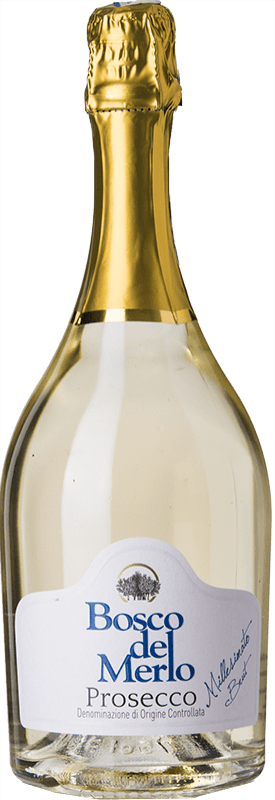 12,95 € Spedizione Gratuita | Spumante Bianco Bosco del Merlo Brut D.O.C. Prosecco Friuli-Venezia Giulia Italia Glera Eco Biologico Bottiglia 75 cl