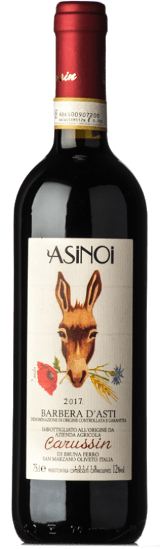 16,95 € Envio grátis | Vinho Tinto Carussin Asinoi D.O.C. Barbera d'Asti Piemonte Itália Barbera 75 cl