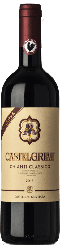 17,95 € Бесплатная доставка | Красное вино Castelli del Grevepesa Castelgreve Резерв D.O.C.G. Chianti Classico Тоскана Италия Sangiovese бутылка 75 cl