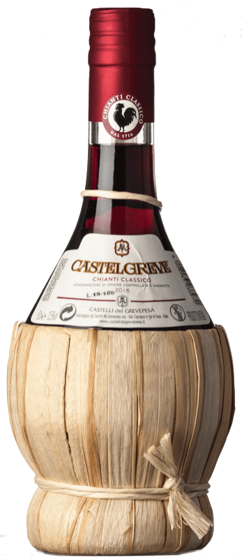 15,95 € 免费送货 | 红酒 Castelli del Grevepesa Castelgreve in Fiasco D.O.C.G. Chianti Classico 托斯卡纳 意大利 Merlot, Sangiovese 瓶子 Medium 50 cl