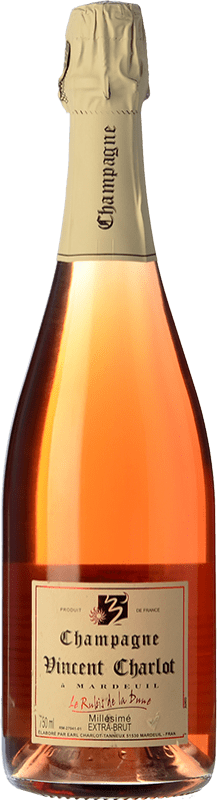 44,95 € 免费送货 | 玫瑰气泡酒 Charlot-Tanneux Rubis de la Dune Rosé 额外的香味 A.O.C. Champagne 香槟酒 法国 Pinot Black, Pinot Meunier 瓶子 75 cl