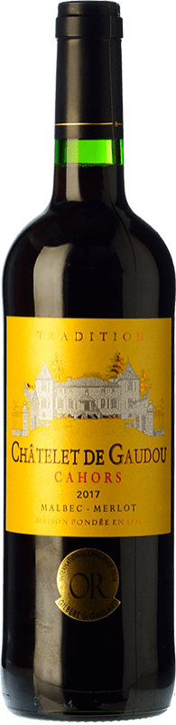 12,95 € 免费送货 | 红酒 Château de Gaudou Tradition 岁 A.O.C. Cahors 皮埃蒙特 法国 Merlot, Malbec, Tannat 瓶子 75 cl
