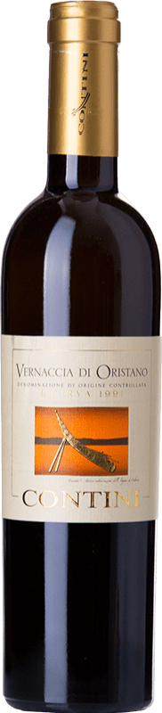 44,95 € Бесплатная доставка | Белое вино Contini Резерв D.O.C. Vernaccia di Oristano Sardegna Италия Vernaccia Половина бутылки 37 cl