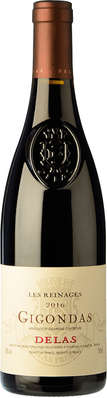 28,95 € Free Shipping | Red Wine Delas Frères Les Reinages Crianza — Aged A.O.C. Gigondas Rhône France Syrah — Shiraz, Garnacha — Grenache 75 cl