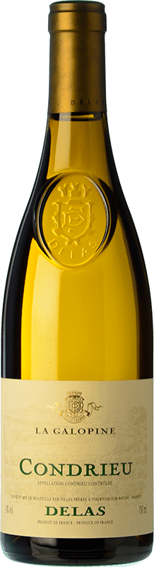 89,95 € Бесплатная доставка | Белое вино Delas Frères Condrieu La Galopine Crianza — Крианса A.O.C. Crozes-Hermitage Рона Франция Viognier — Вионье 75 cl