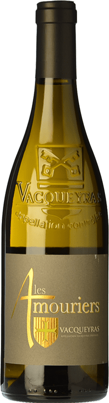 35,95 € Spedizione Gratuita | Vino bianco Domaine des Amouriers Blanc Crianza A.O.C. Vacqueyras Rhône Francia Grenache Bianca, Roussanne, Viognier, Clairette Blanche Bottiglia 75 cl