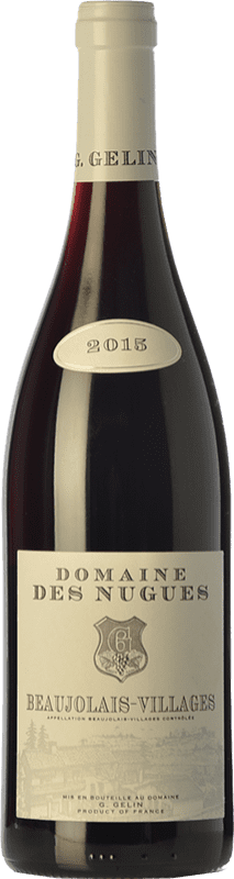 10,95 € 免费送货 | 红酒 Domaine des Nugues Rouge 年轻的 A.O.C. Beaujolais 博若莱 法国 Gamay 瓶子 75 cl