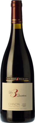 19,95 € Бесплатная доставка | Красное вино Jourdan & Pichard Les 3 Quartiers старения A.O.C. Chinon Луара Франция Cabernet Franc бутылка 75 cl