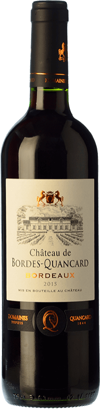 11,95 € Бесплатная доставка | Красное вино Domaine Quancard Château de Bordes-Quancard старения A.O.C. Bordeaux Бордо Франция Merlot, Cabernet Sauvignon, Cabernet Franc бутылка 75 cl