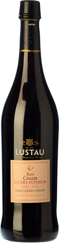28,95 € Spedizione Gratuita | Vino fortificato Lustau Rare Cream Solera Superior D.O. Jerez-Xérès-Sherry Andalusia Spagna Palomino Fino, Pedro Ximénez Bottiglia 75 cl