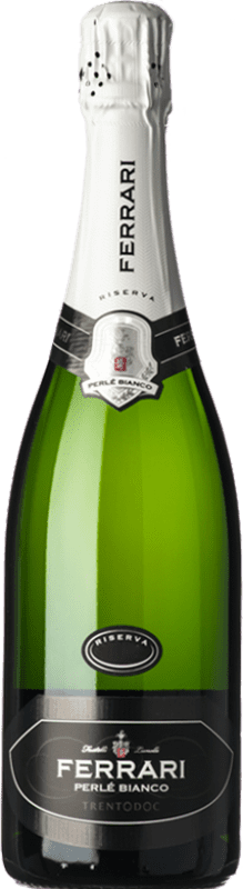 41,95 € Envío gratis | Espumoso blanco Ferrari Perlé Bianco Brut Reserva D.O.C. Trento Trentino-Alto Adige Italia Chardonnay Botella 75 cl