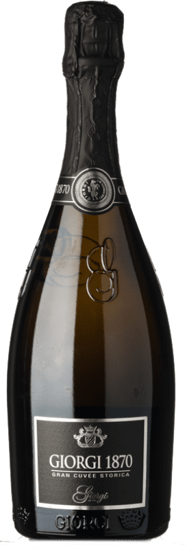 25,95 € Free Shipping | White sparkling Giorgi Gran Cuvée Storica 1870 Brut D.O.C.G. Oltrepò Pavese Metodo Classico Lombardia Italy Pinot Black Bottle 75 cl