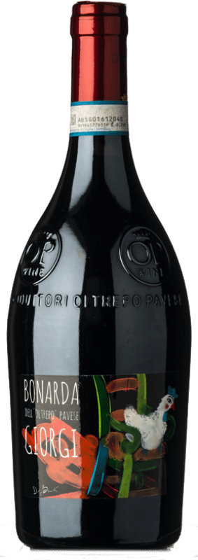 14,95 € 免费送货 | 红汽酒 Giorgi Bonarda Frizzante La Gallina D.O.C. Oltrepò Pavese 伦巴第 意大利 Bonarda 瓶子 75 cl