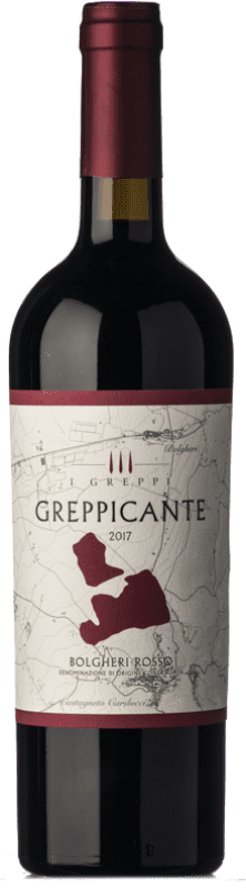 29,95 € Spedizione Gratuita | Vino Rosso I Greppi Greppicante D.O.C. Bolgheri Toscana Italia Merlot, Cabernet Sauvignon, Cabernet Franc Bottiglia 75 cl