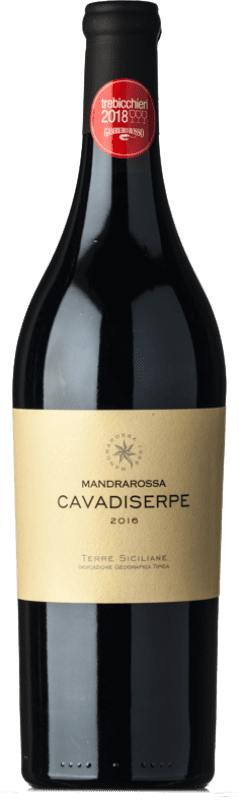17,95 € Free Shipping | Red wine Mandrarossa Cavadiserpe I.G.T. Terre Siciliane Sicily Italy Merlot, Grenache Tintorera Bottle 75 cl