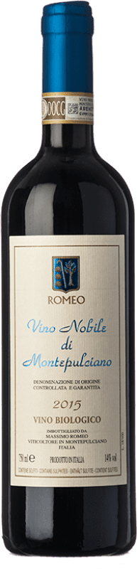 24,95 € Kostenloser Versand | Rotwein Massimo Romeo D.O.C.G. Vino Nobile di Montepulciano Toskana Italien Prugnolo Gentile Flasche 75 cl