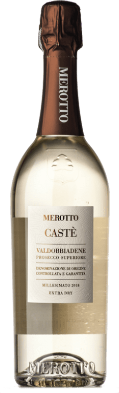 17,95 € 送料無料 | 白スパークリングワイン Merotto Extradry Castè 余分な乾燥 D.O.C.G. Prosecco di Conegliano-Valdobbiadene ベネト イタリア Glera ボトル 75 cl