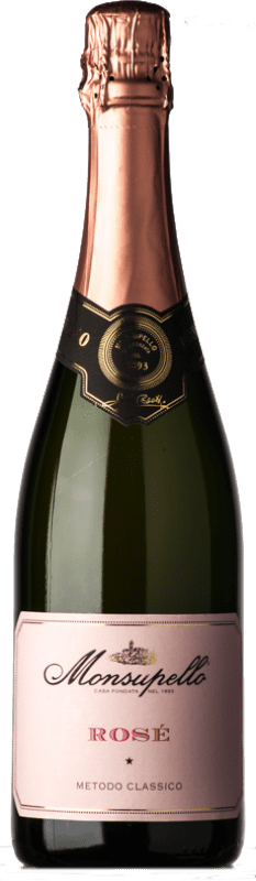 28,95 € 免费送货 | 玫瑰气泡酒 Monsupello Metodo Classico Rosé 香槟 I.G.T. Lombardia 伦巴第 意大利 Pinot Black 瓶子 75 cl