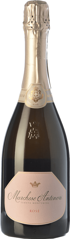 38,95 € Free Shipping | Rosé sparkling Montenisa Marchese Antinori Rosé Brut D.O.C.G. Franciacorta Lombardia Italy Pinot Black Bottle 75 cl
