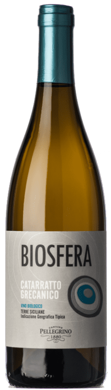 7,95 € Spedizione Gratuita | Vino bianco Cantine Pellegrino Biosfera I.G.T. Terre Siciliane Sicilia Italia Grecanico, Catarratto Bottiglia 75 cl