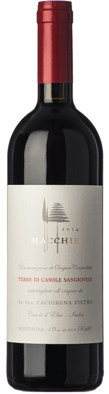 52,95 € Envío gratis | Vino tinto Pietro Caciorgna Macchie D.O.C. Terre di Casole Toscana Italia Sangiovese Botella 75 cl