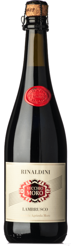 12,95 € Free Shipping | Red Sparkling Wine Rinaldini Moro Frizzante — Semi-Sparkling Vecchio — Old I.G.T. Emilia Romagna Emilia-Romagna Italy Lambrusco Bottle 75 cl