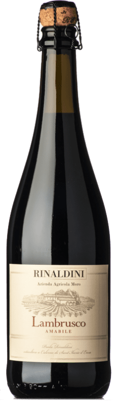 11,95 € Envio grátis | Espumante tinto Rinaldini Lambrusco Amabile Frizzante I.G.T. Emilia Romagna Emília-Romanha Itália Lambrusco Maestri, Lambrusco Salamino, Ancellotta Garrafa 75 cl