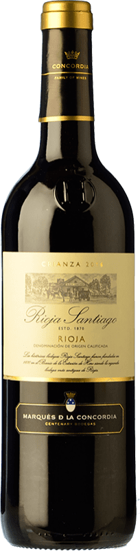 6,95 € Envio grátis | Vinho tinto Rioja Santiago Crianza D.O.Ca. Rioja La Rioja Espanha Tempranillo, Grenache Garrafa 75 cl