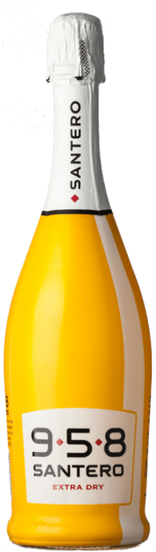 7,95 € 免费送货 | 白起泡酒 Santero 958 Extradry Pop Art 额外的干燥 D.O.C. Piedmont 皮埃蒙特 意大利 Bacca White 瓶子 75 cl